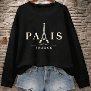 Black Paris Graphic Sweatshirt